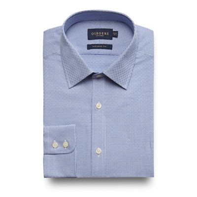 Blue basket woven tailored fit shirt